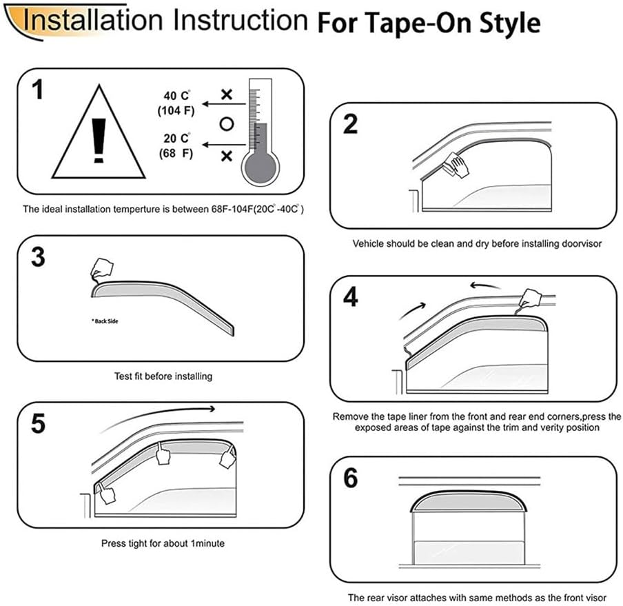 94924 Side Window Wind Vent Deflector,4pc Outside Mount Style Nice Sun Rain Guards Set,Window Visors fit for 2003-2009 Toyota 4Runner (N210)