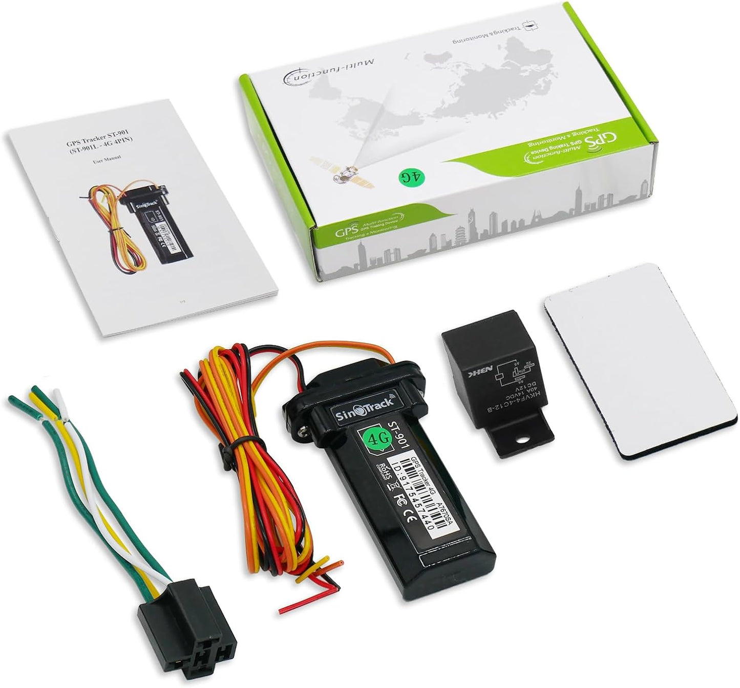 SinoTrack GPS Tracker Device for Vehicles,Vehicle Device No Monthly Fee Tracking System Real-Time Car GPS,ST-901L 4G Hidden Car Locator Tracking Device for Vehicles Car Motorcycle Truck Taxi