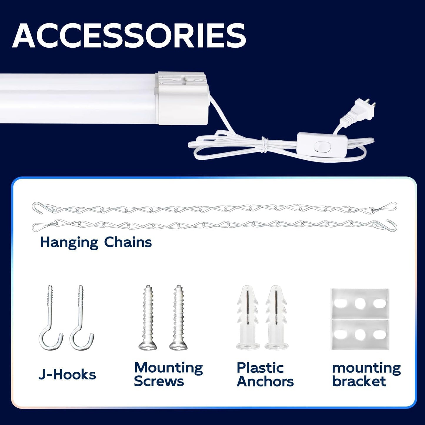 hykolity 4 Pack Linkable LED Shop Light for Garage, 2FT 22W Utility Light Fixture, 2500lm, 5000K Daylight LED Workbench Lighting with Power Cord, Hanging or Flush Mount, White - ETL