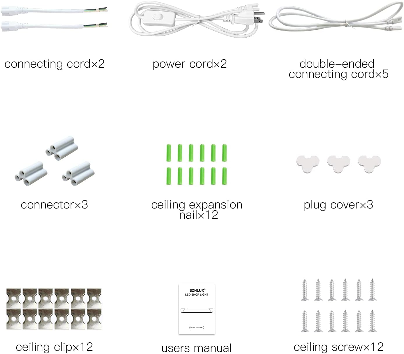 6 Pack LED Shop Light 2FT 30W, 4350LM 5000K Utility Garage Lights, Linkable Daylight White Ceiling Light Fixture, LED Tube Light, Under Cabinet Light