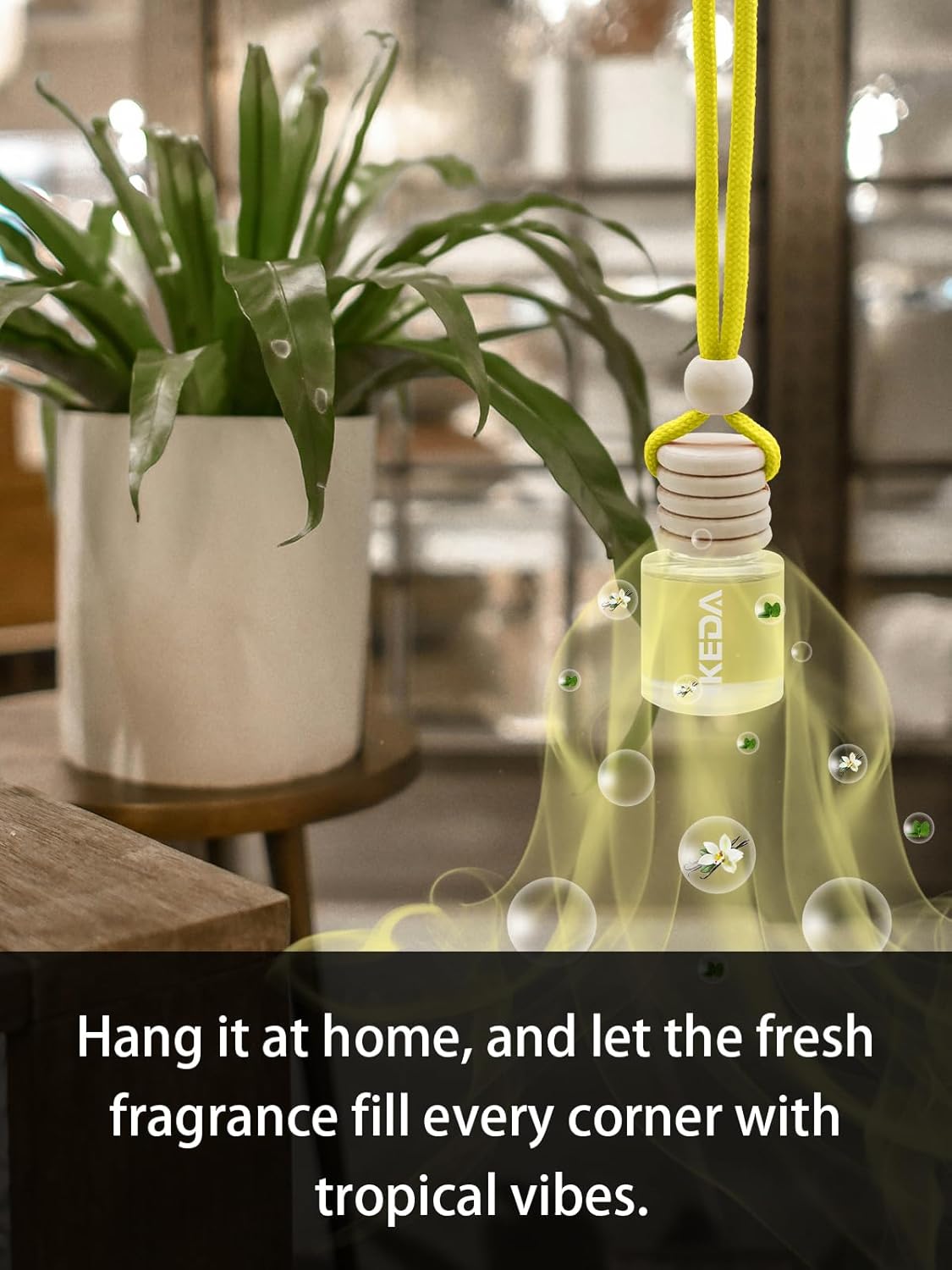 IKEDA Car Air Freshener, Car Fresheners for Men & Women, 45+Day Long Lasting Fragrance Hanging Air Fresheners Scents, with Clip, Perfect for Auto and Home,10ml, Vanilla