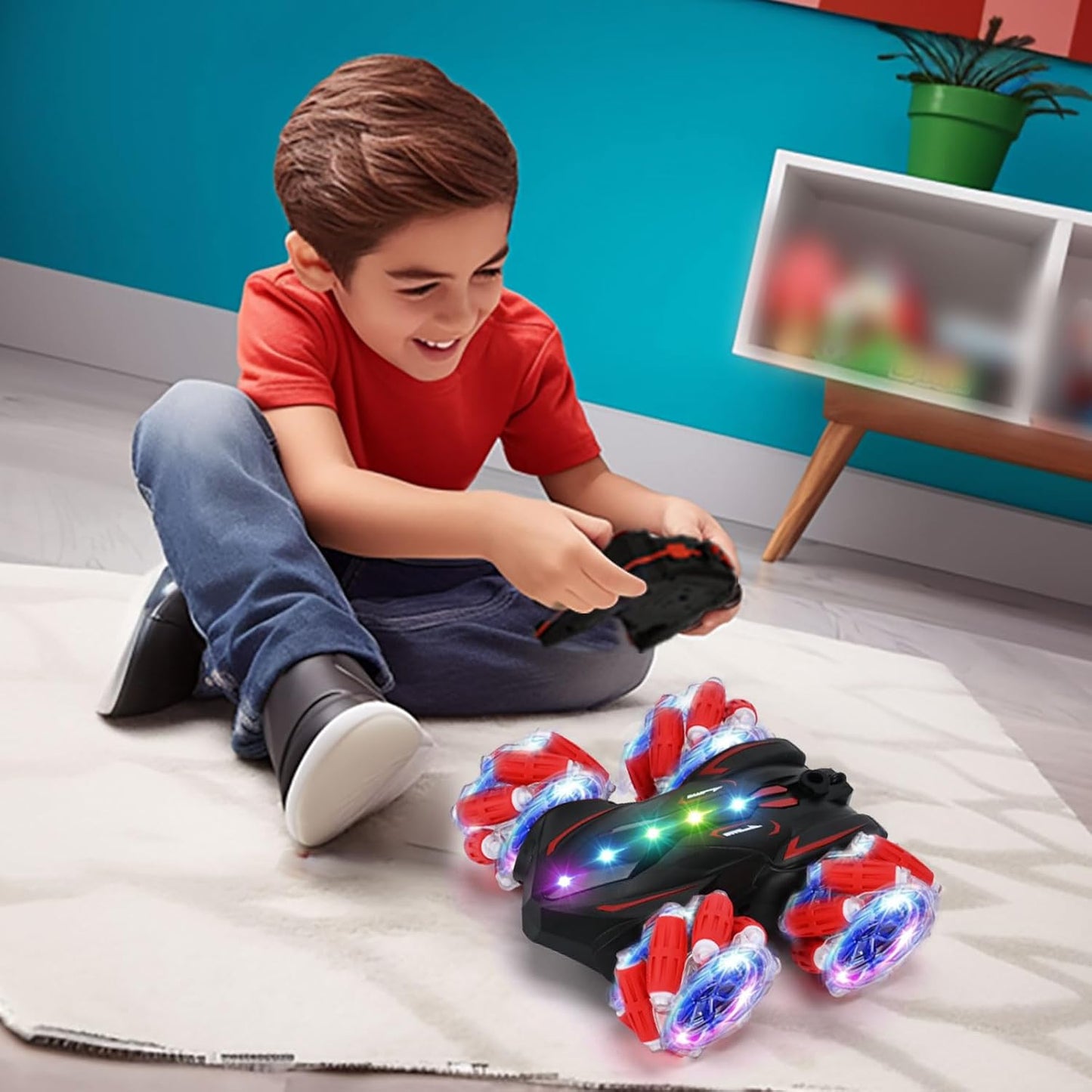 Upgraged Gesture Sensing RC Stunt Car with Lights & Music, Hand Gesture Remote Control Car Toy with 360° Spins Gesture RC Spray Car Birthday Toys Gifts for 6 7 8 9 10 Year Old Boys