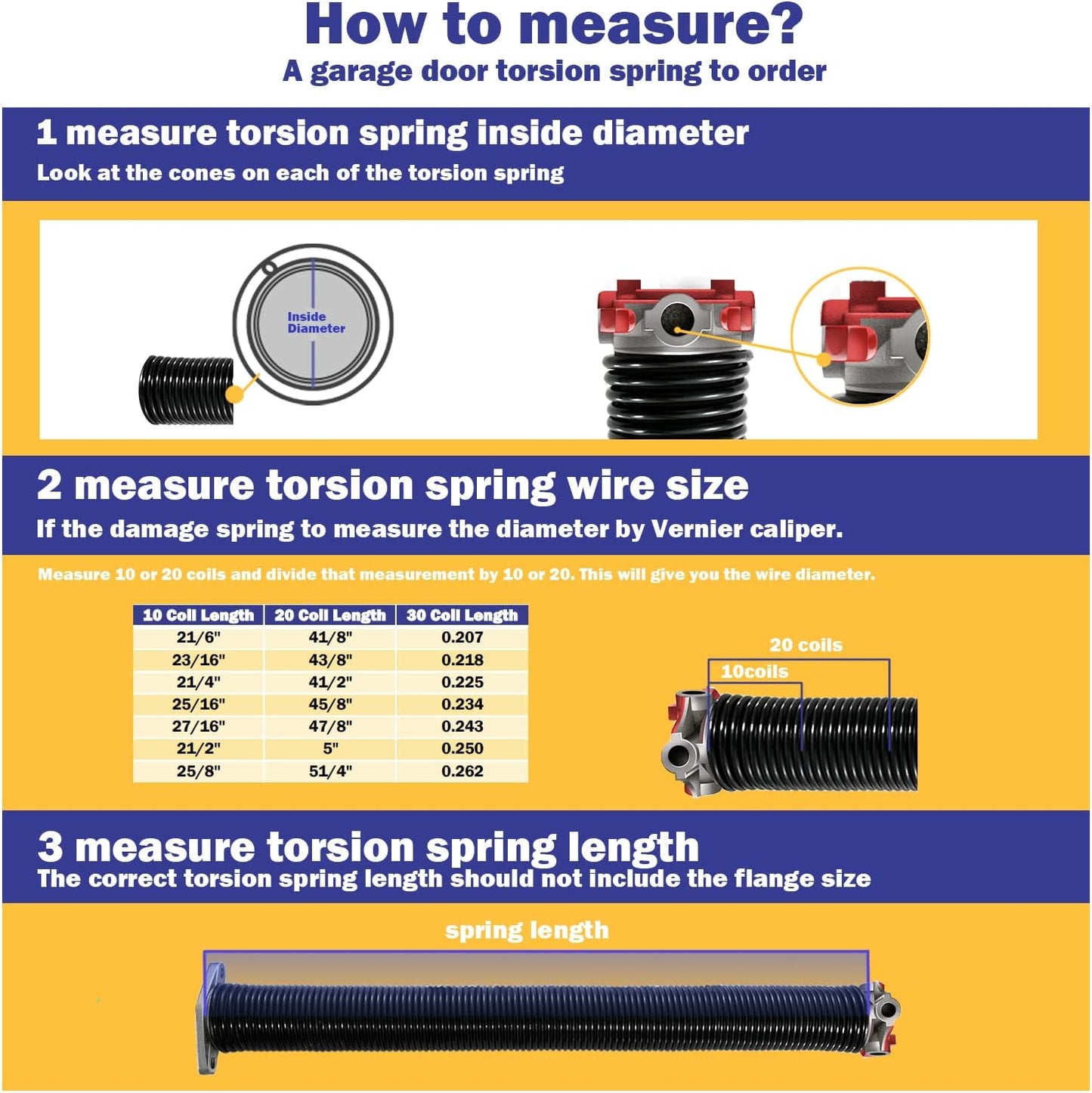 2" Garage Door Spring, Garage Door Spring Replacement,Torsion Springs for Garage Door Set Includes Left Right Door Springs, with Non-Slip Winding Rods for DIY Spring Replacement (0.218x2''x24'')