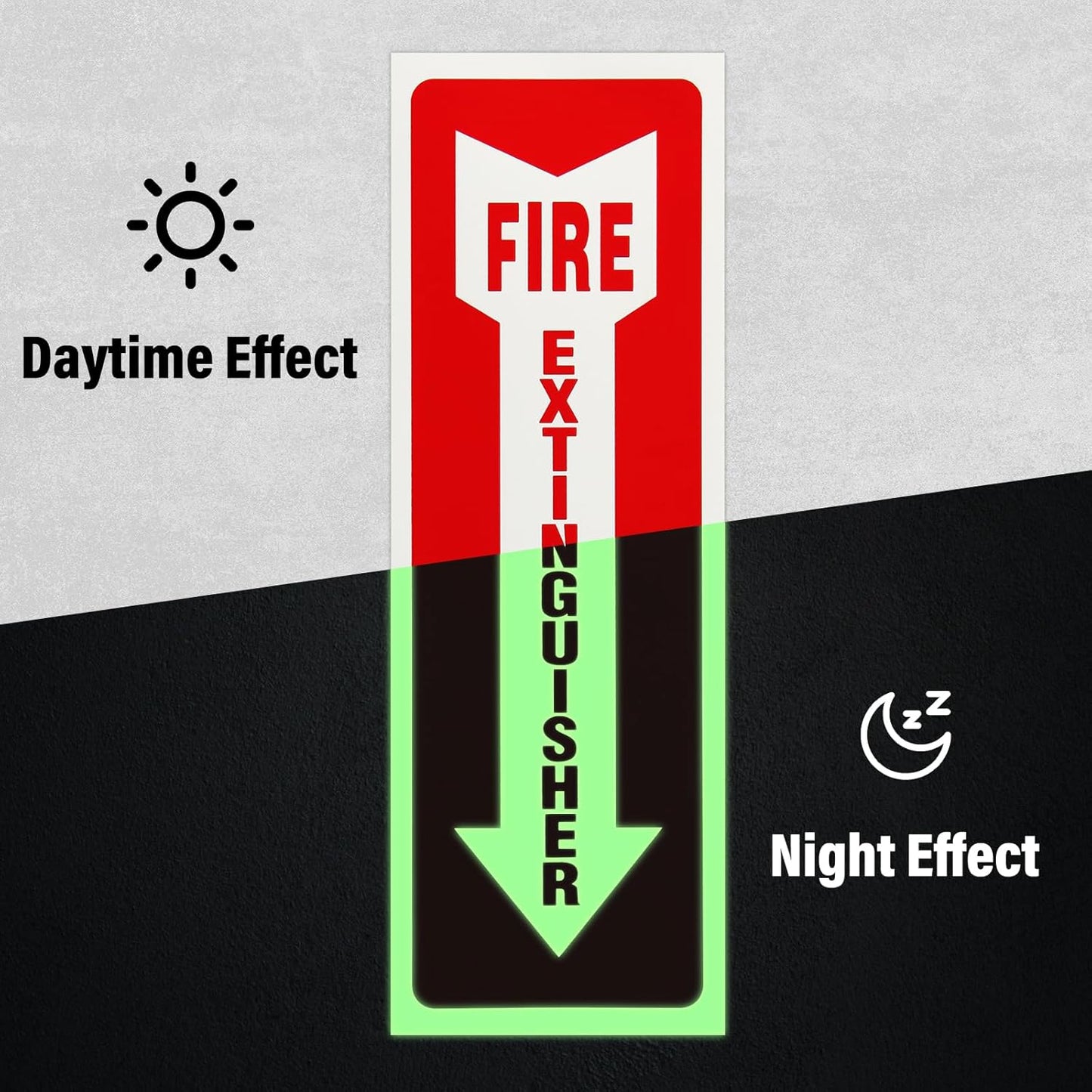 Madrigal Fire Extinguisher Glow in the Dark Sticker Sign,fire extinguisher sign,4Pack-4x12"Premium Self-Adhesive Vinyl for UV, Weather, Scratch, Water and Fade Resistance, Indoor and Outdoor