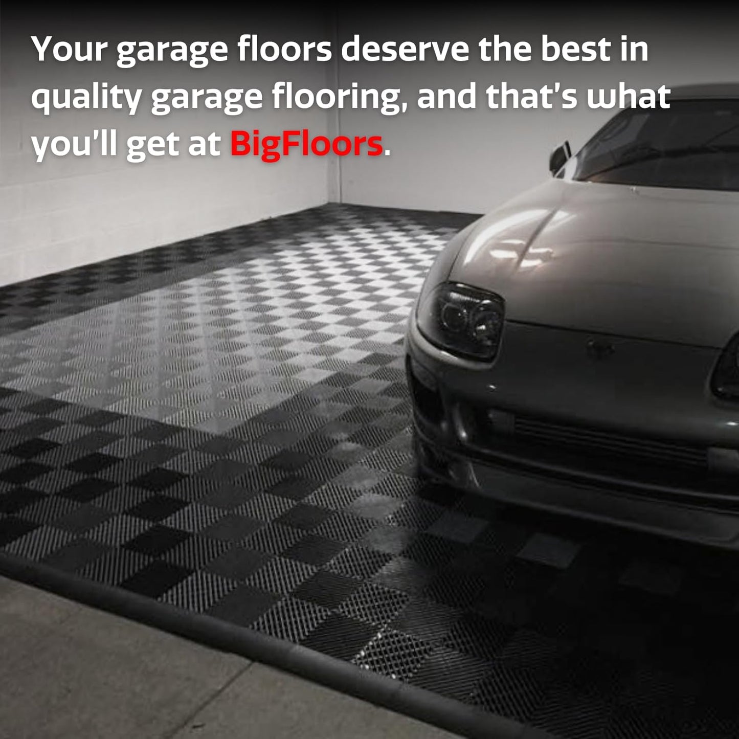 Big Floors RaceDeck Free-Flow Interlocking Garage Flooring Tiles, Non-Slip, Self-Draining, Heavy-Duty, High-Impact Copolymer, Easy Install (Alloy, 48 Pack of 12 x 12" Tiles)