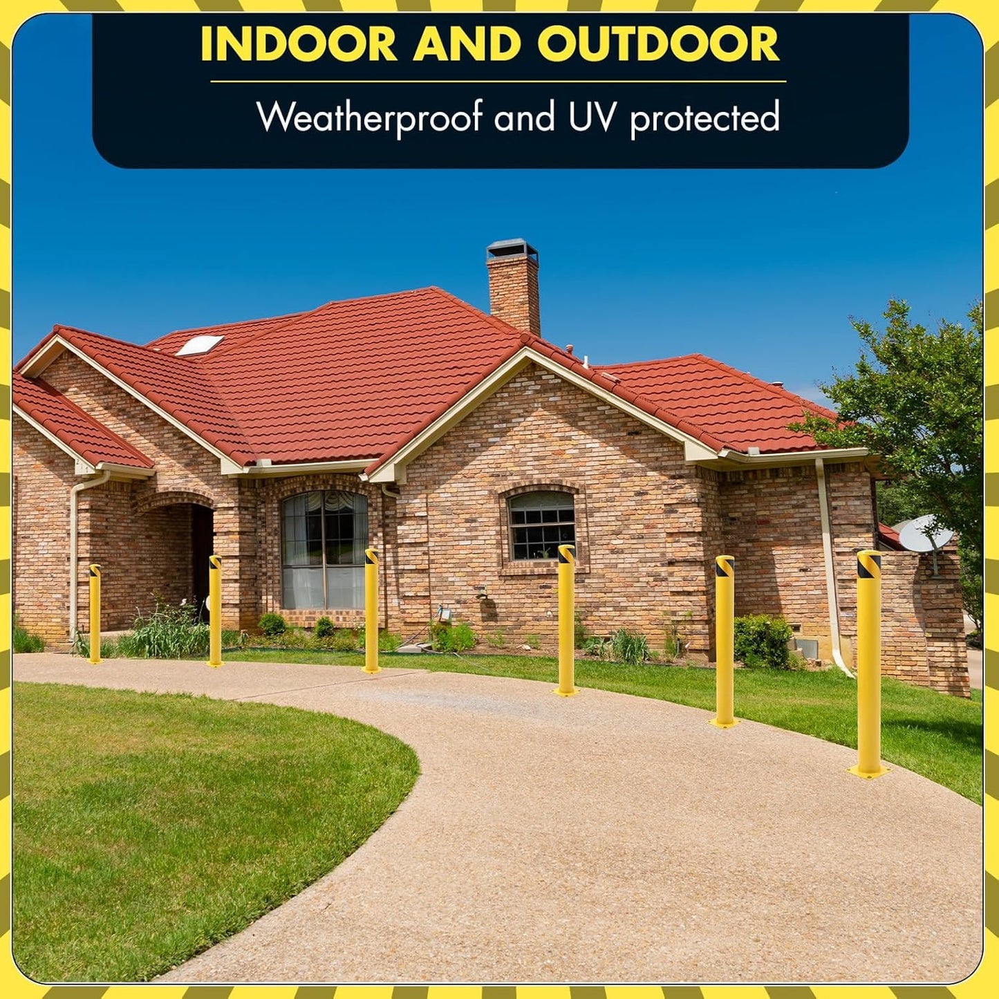 4 Pack Safety Bollard Post, 30 Inch Height 4.5 Inch Diameter Yellow Pipe Safety Steel Bollards with Anchor Bolts and Wrench, Steel Bollards for Road Warning Construction Public Place Traffic Control