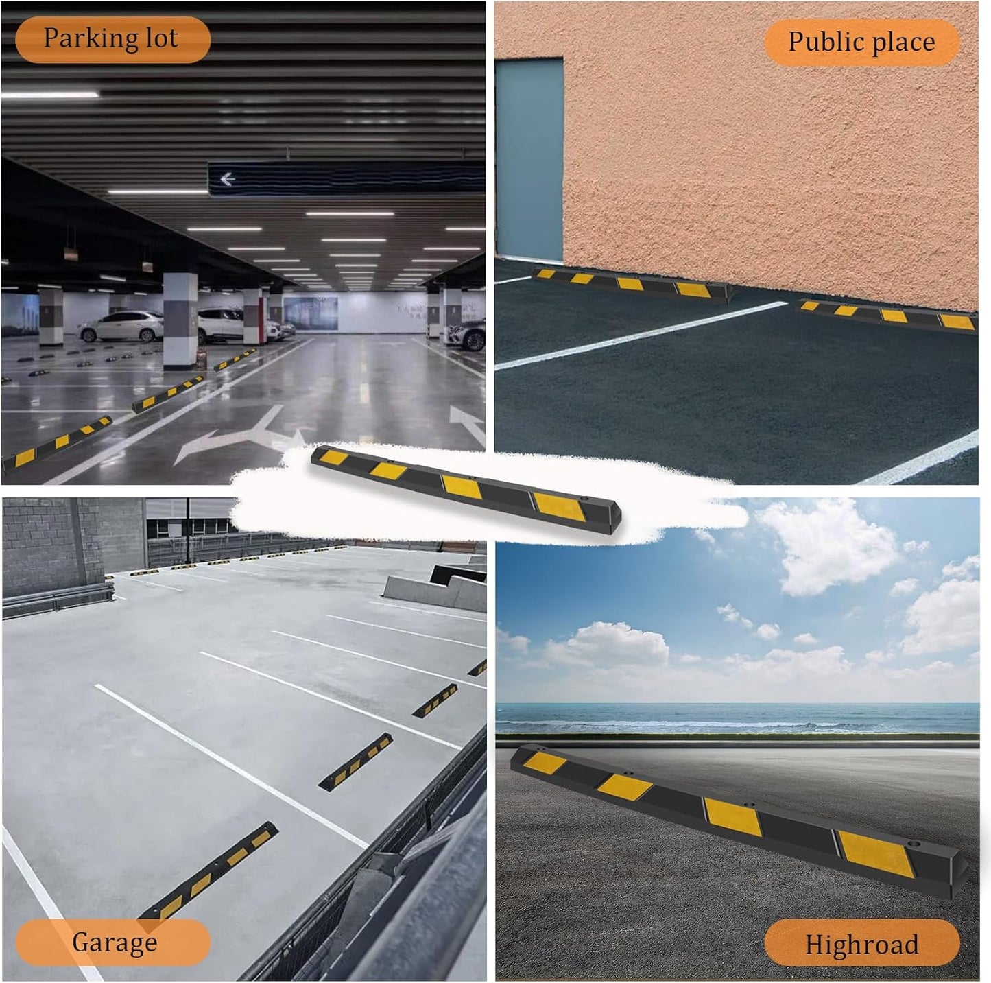 HAQQI šššš«š® šæšŖš©š® Rubber Parking Curb 72ā for Garage, Car Parking Block Stop Stopper Bumpers Heavy Duty for Vehicles - 4 Pack