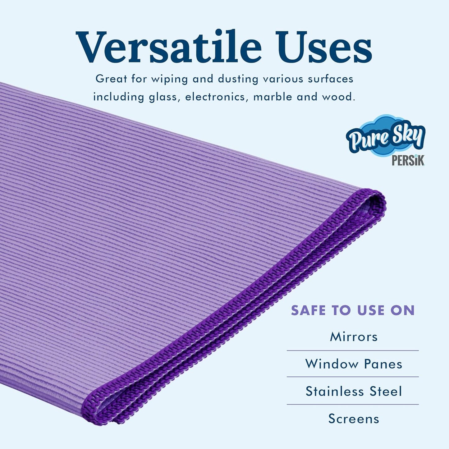 persik Pure-Sky Microfiber Cleaning Cloth - JUST ADD Water No Detergents Needed – Streak Free Magic Ultra Microfiber Polishing Towel - for Windows, Glass, Mirror and Screen - Leaves no Wiping Mark