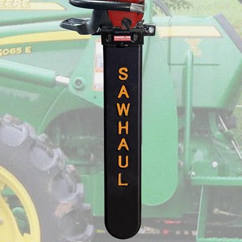 SawHaul Universal Tractor Chainsaw Holder - Made in Kansas USA - Fixed Mount Chainsaw Carrier (28" Orange) Compatible w/All Brands