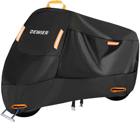 Motorcycle Cover Waterproof Outdoor, 420D Heavy Duty, 3XL95in, All Season Protection, Windproof Clasps, Storage Bag, Night Reflective Design, Fits Motorcycles, 1-2 Bikes Ebikes