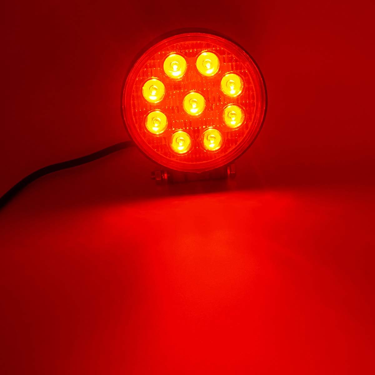27W Spot Red Round Work LED Light Fog Offroad Off Road Lights Driving Lamp Waterproof for Hunting Pickup UTV Truck Car Boat SUV Boat 4WD ATV 12V 24V 4x4 Tractor Motorcycle（2pcs）