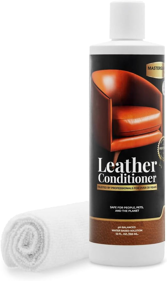 Water Based Solution Leather Conditioner w/Microfiber Cloth - Car Interior, Furniture, Shoes, Boots, Couches, and Purses - Leather Restorer & Conditioner for Seats, Sofas, and More