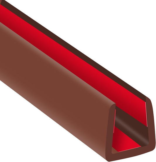 Rubber Edge Trim, Flexible Edge Banding, 3/8"(9.5mm) U Channel Edge Protector, Self Adhesive Edge Guards for Plywood, Glass, Flexi-Glass and Sheet Metal Parts, 20Ft, Brown Color
