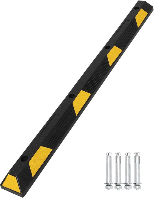 Garvee 72 Inch Heavy Duty Rubber Parking Curb, Garage Car Wheel Stopper with Yellow & Black Reflective Strips, Durable Speed Bump for Driveway, Warehouse & Parking Lots