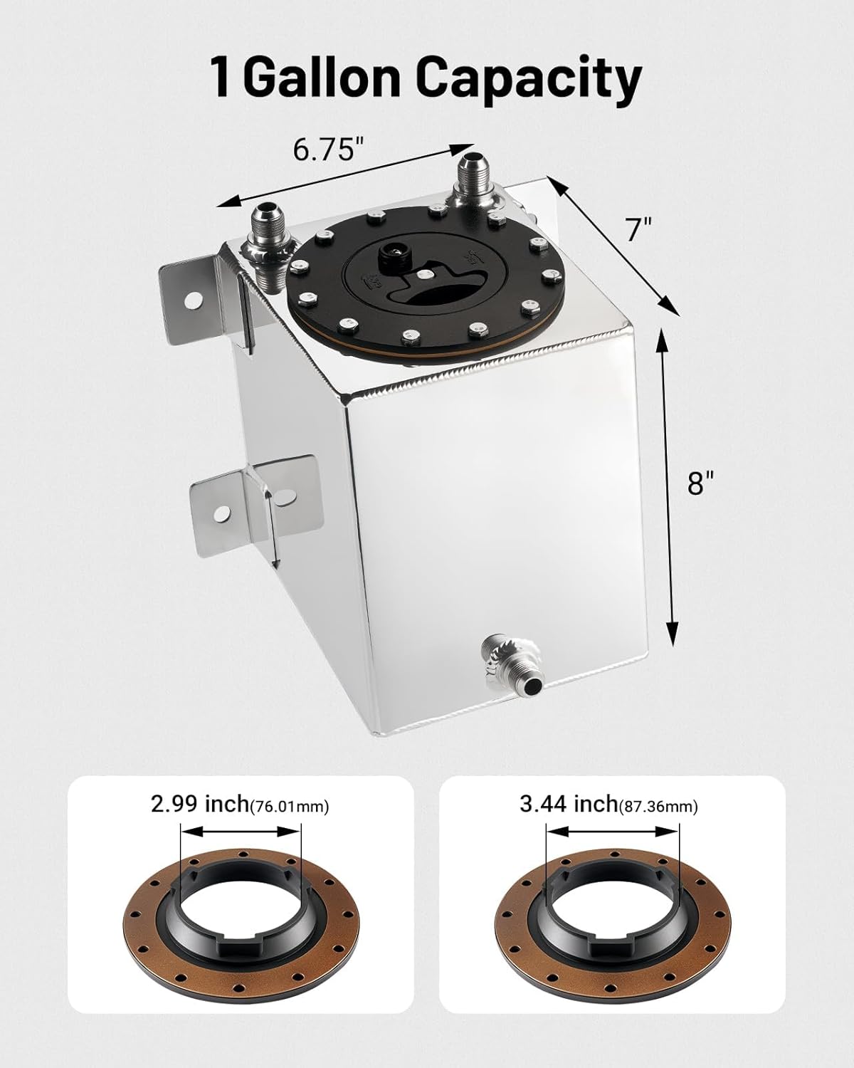 EVIL ENERGY 1 Gallon Fuel Cell Gas Tank Aluminum with Cap Street Drift Silver
