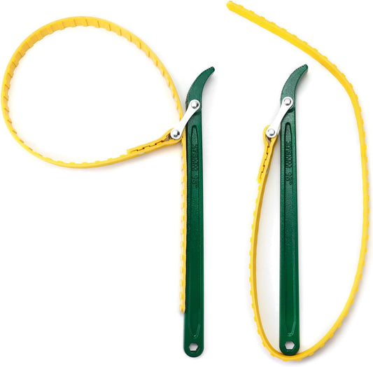 QWORK 15" Belt Strap Wrench, 2 Pack Multi-Purpose Adjustable Strap Oil Filter Strap Opener Wrench