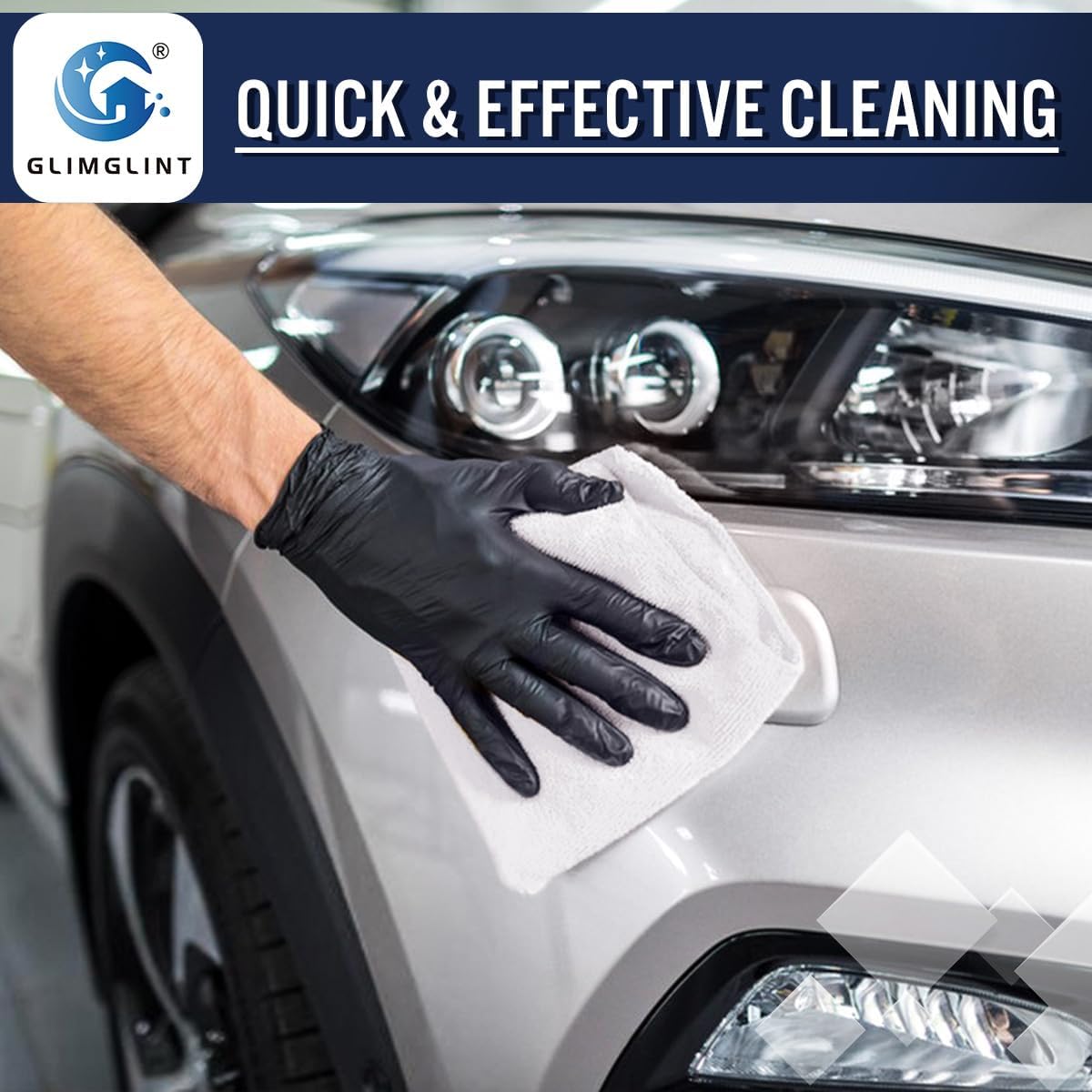 GLIMGLINT White Microfiber Cleaning Cloth, 150 Pack Microfiber Towels for Cars, Lint Free, Scratch-Free, Highly Absorbent, Reusable Cleaning Rags for Car, Household, Shop Towels 14"X12"