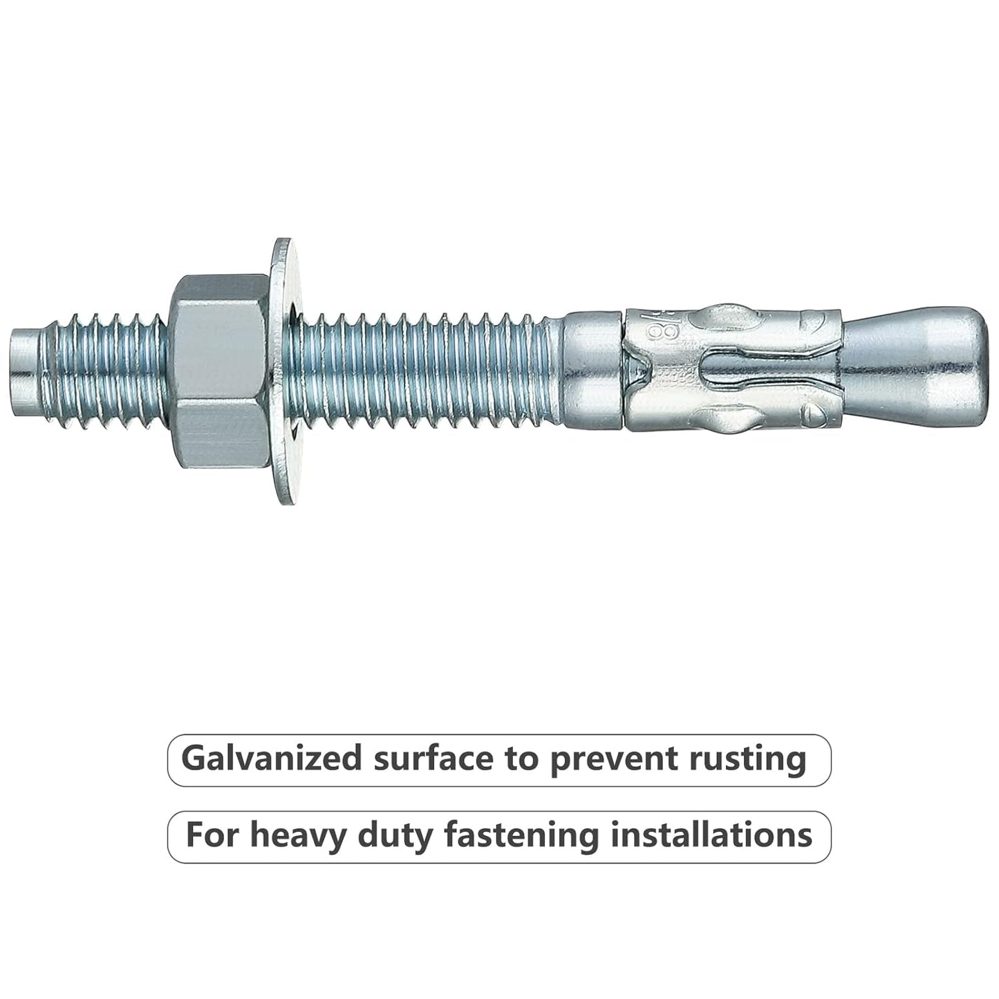 1/2x8 30Pcs Inch Standard Fasteners for Heavy-Duty Zinc Wedge Anchors for Cement and Concrete