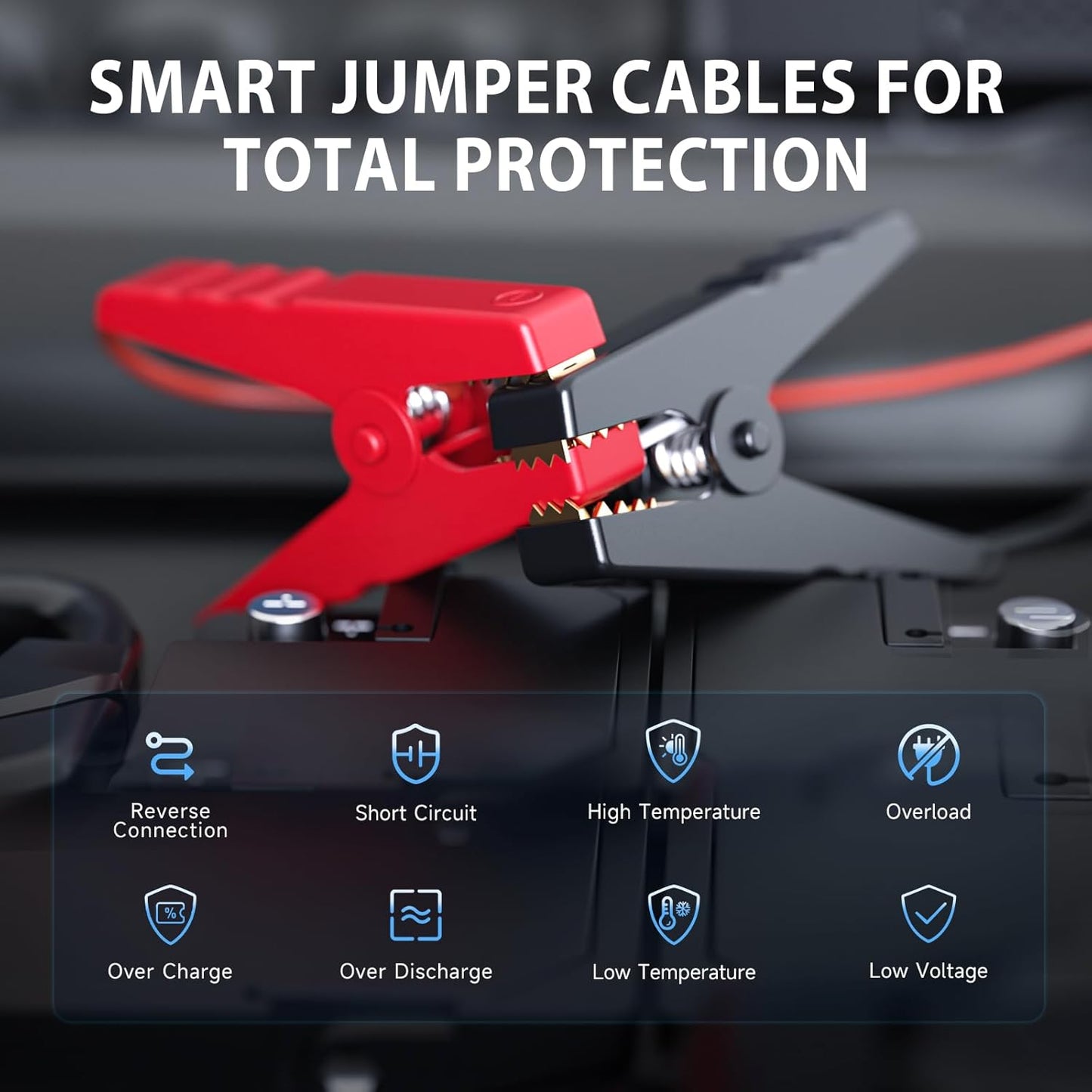 Jump Starter with Air Compressor, 5000A 160PSI Battery Jumper Starter Portable (9.0 Gas/8.0L Diesel), 12V Jump Box Car Battery Jump Starter with Smart Jumper Cables, LED Light, LCD Display