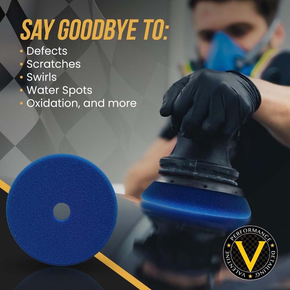 VPD SDO Blue Foam Polishing Pad - Premium Compounding & Polishing Pad for Heavy Defect Removal, Hard Paint & Deep Etching, Medium/Heavy Cutting Compounds, Tapered Edge, Made in USA, 5.5"