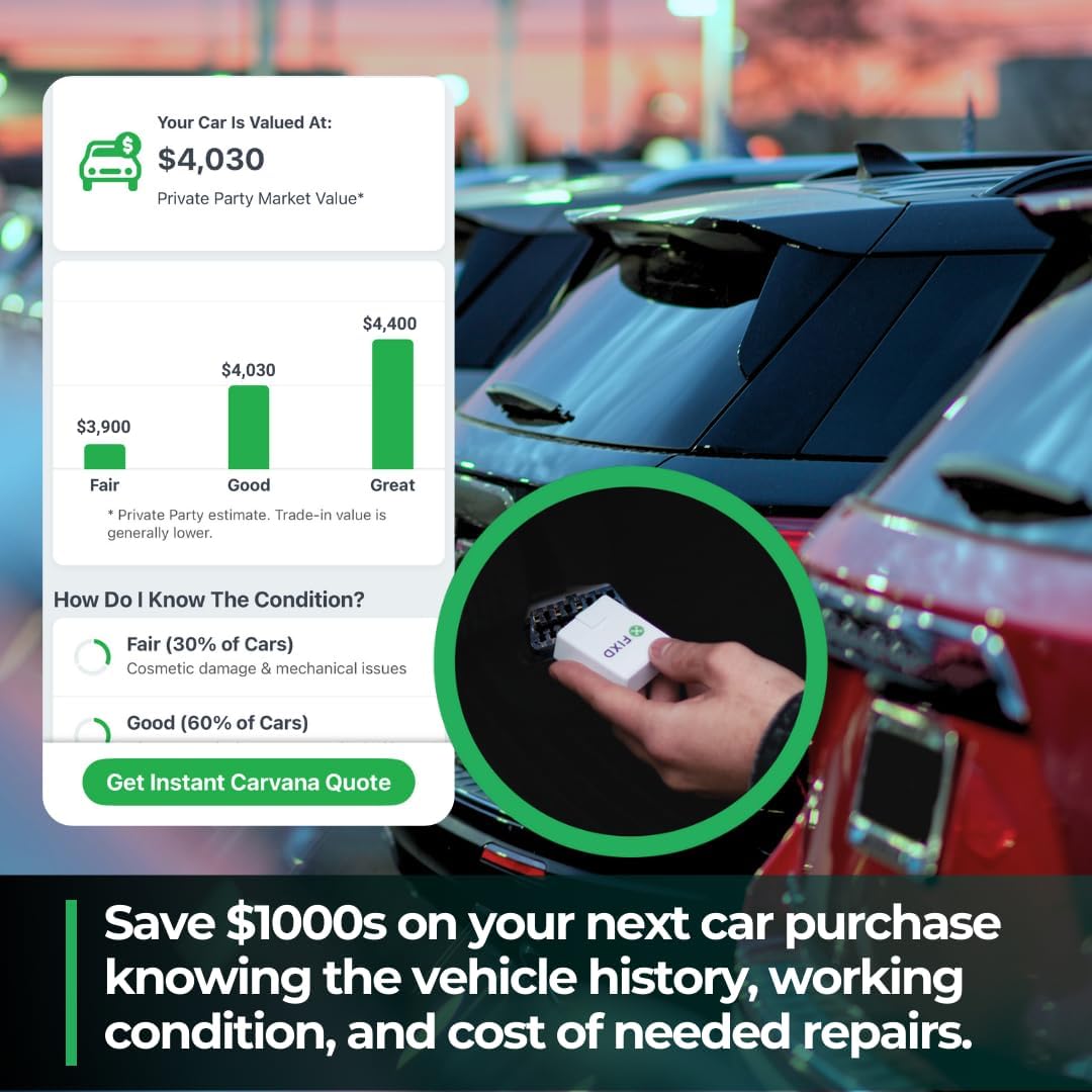 FIXD Bluetooth OBD2 Scanner for Car - Car Code Readers & Scan Tools for iPhone & Android - Wireless OBD2 Auto Diagnostic Tool to Check Engine & Fix All Cars & Vehicles ‘96 or Newer (2 Pack)