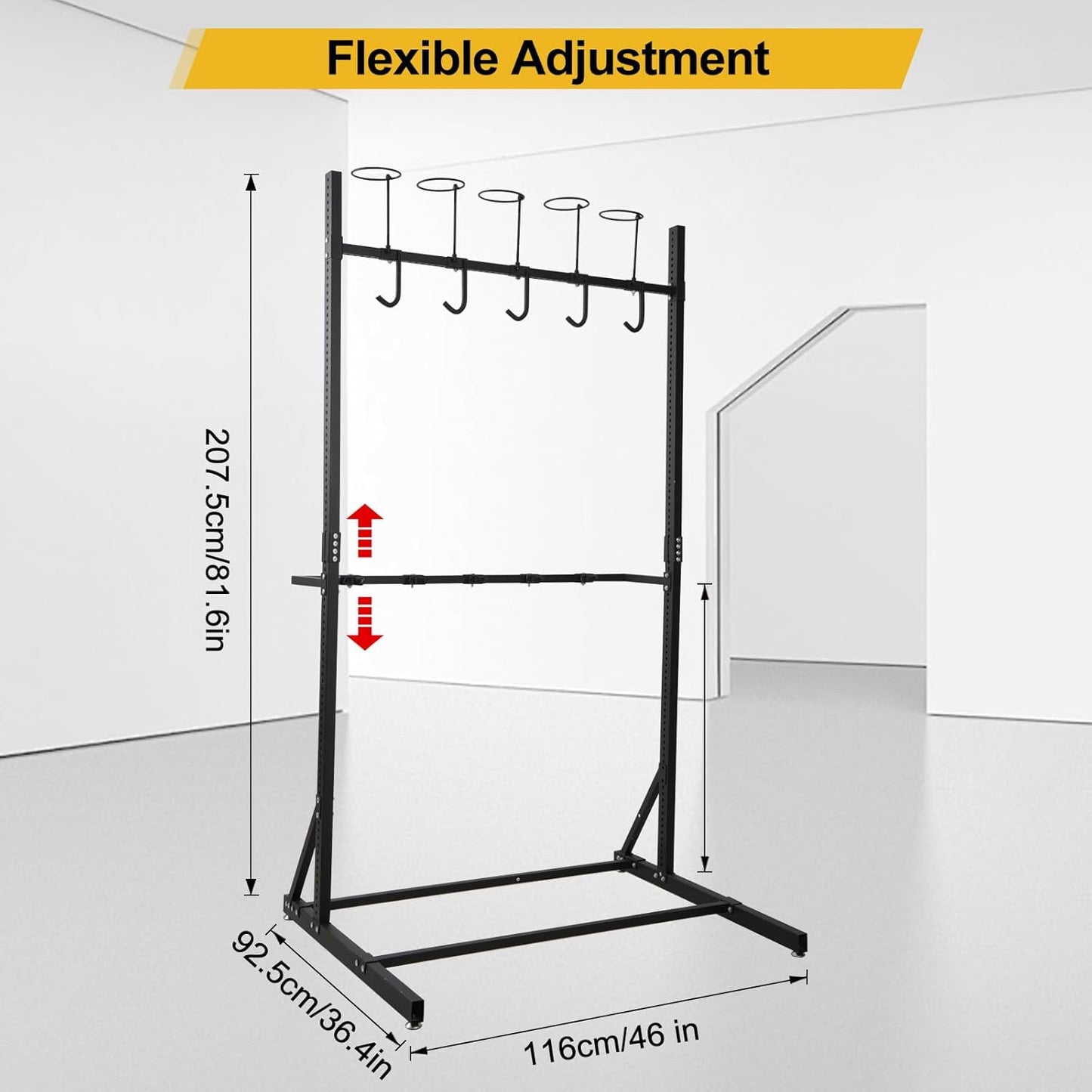 Upgraded Freestanding Bike Rack Storage - Vertical Bike Stand Max 5 Bikes with Helmet Holders, Heavy-Duty Solid Steel Bicycle Stand Indoor Garage Floor Stand