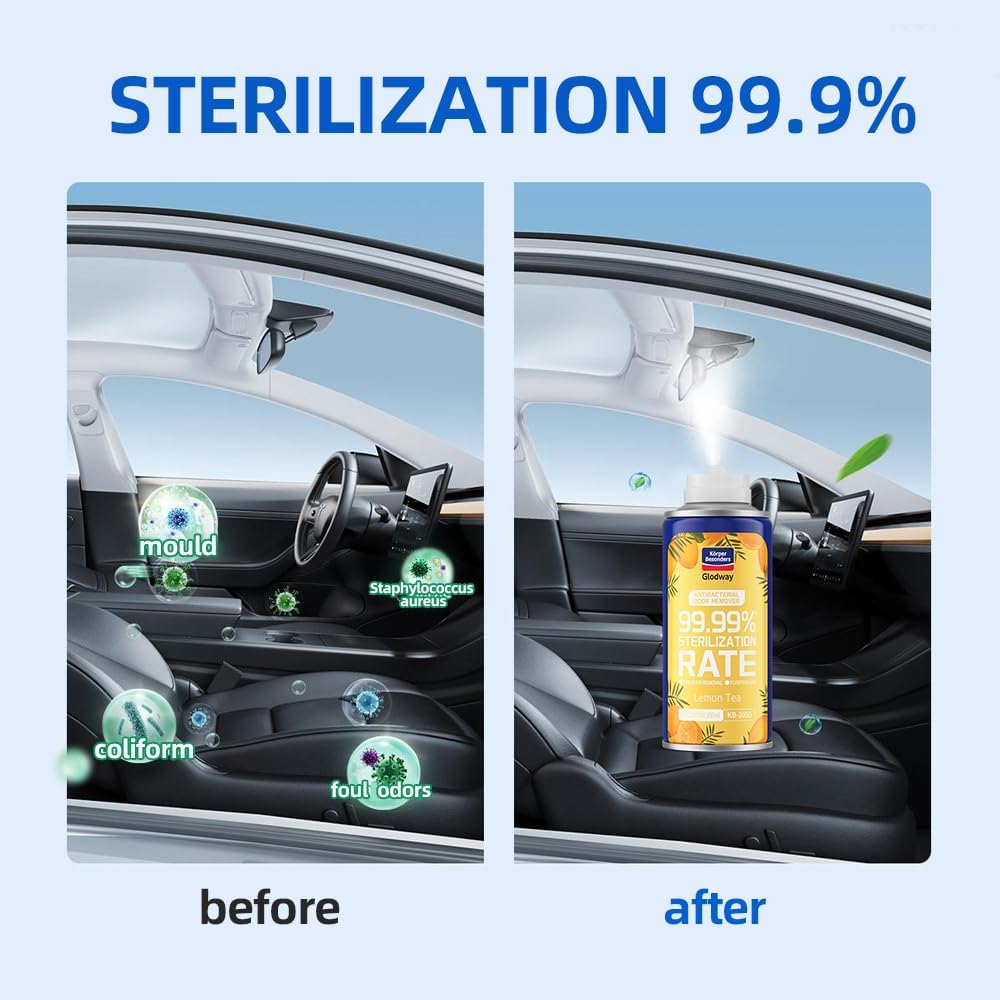 Glodway Whole Car Air Refresher Spray,Odor Eliminator Eliminates Strong Vehicle Odors,Lemon Scent-6 Ounce Spray Bottle (Plack of 2)