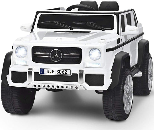 Costzon Ride on Car, Licensed Mercedes-Benz Maybach, 12V Battery Powered Vehicle Toy w/ 2 Motors, Remote Control, 3 Speeds, Lights, Horn, Music, Aux, Storage, Truck, Electric Car for Kids (White)