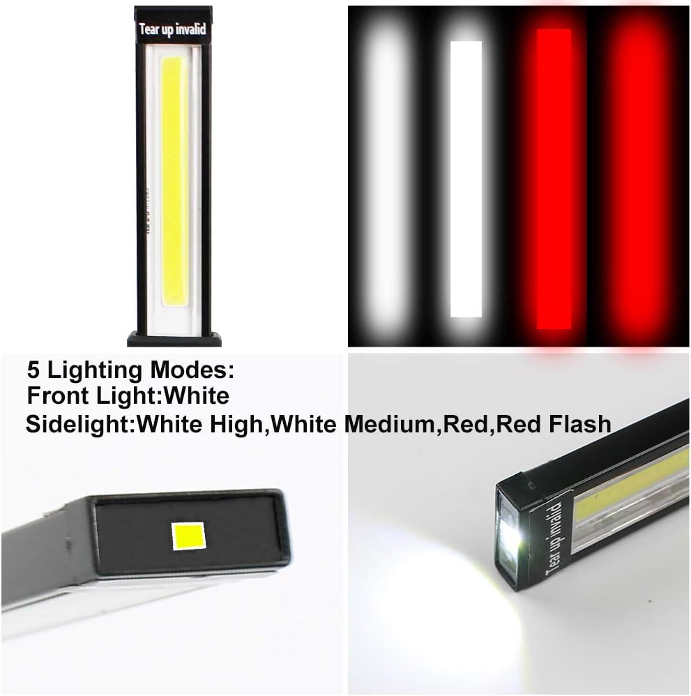 Lebote LED Work Light,COB Rechargeable Work Light with Magnetic Base 360°Rotate and 5 Ligting Modes Portable Work Light Inspection Light for Car Repair, Household and Emergency Use (4 PCS,Large)