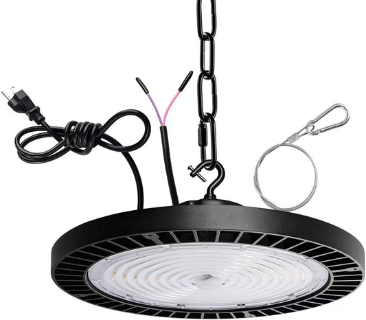 UFO High Bay Light,150W LED Shop Lights,3000K 4000K 6500K LED Garage Light with US Plug Cord, 0-10V Dimmable,Commercial Bay Lighting for Gym Factory Warehouse Barn