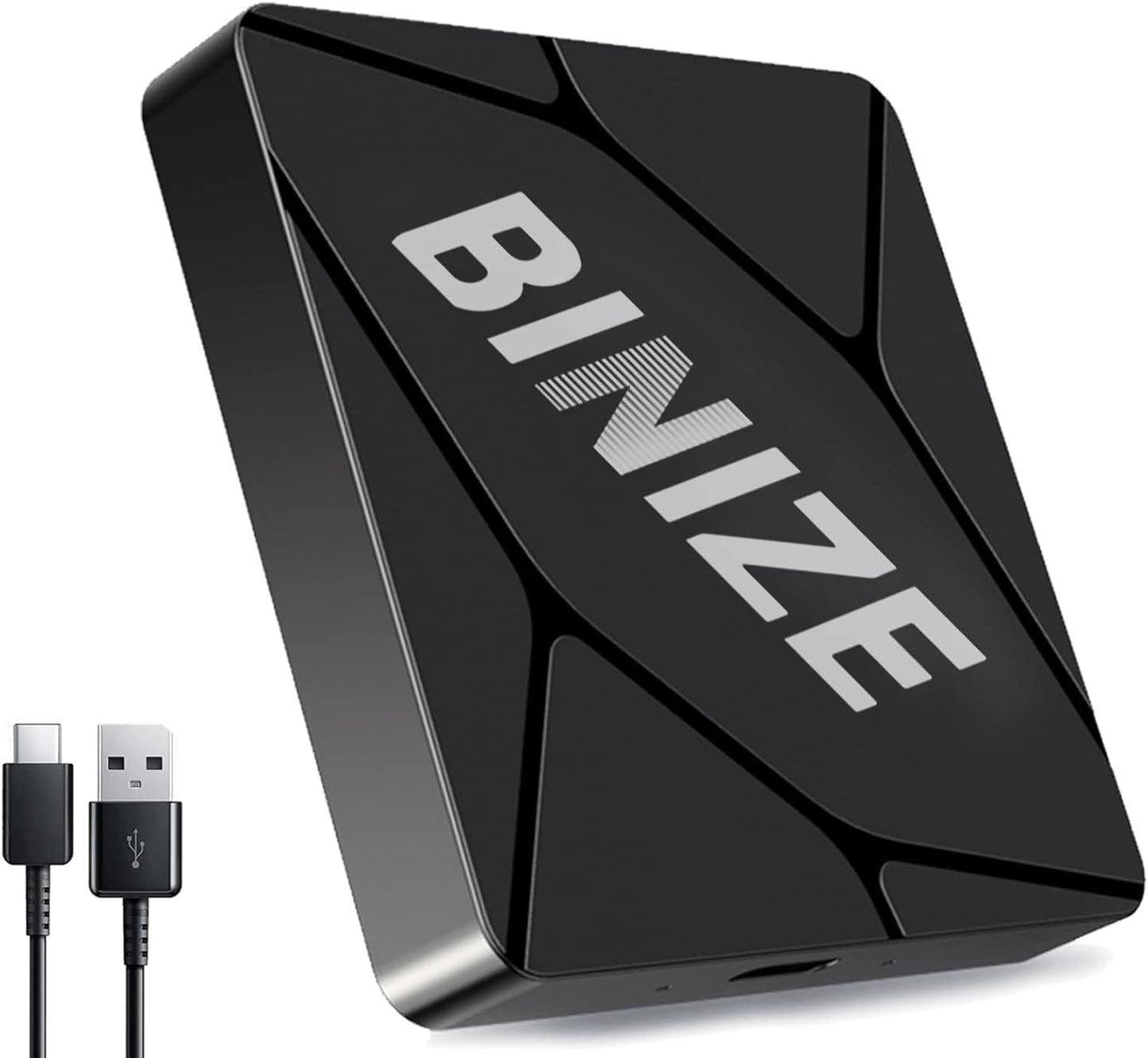 Binize Wirelss Carplay Adapter, Carplay Wireless Dongle for Factory Wired CarPlay Cars to Convert Wired to Wireless, Plug&Play, Latest BT 5.2, Fast WiFi 5.8GHz, USB/Type-C 2Cables