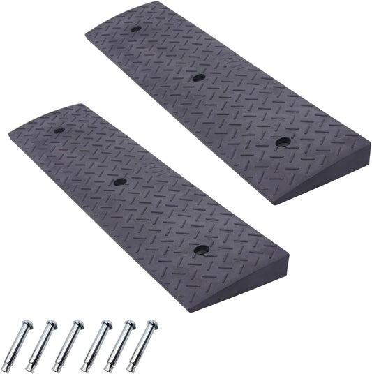 2 Pack 3.5'' Rise Rubber Curb Ramp Heavy Duty Loading Rubber Curb Ramps 3 Tons Driveway Ramp Car Slope Ramp for Loading Dock Bike Vehicle Warehouse Sidewalk Wheelchair (3.5" H)
