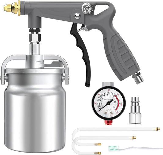 Undercoating Spray Gun Kit, Undercoating Gun for Vehicles, Truck Bed Liner Coating, Rubberized Undercoat, Car Rust Proofing Bedliner Under Coating Gun with Suction Feed Cup & Straight Spray Hose