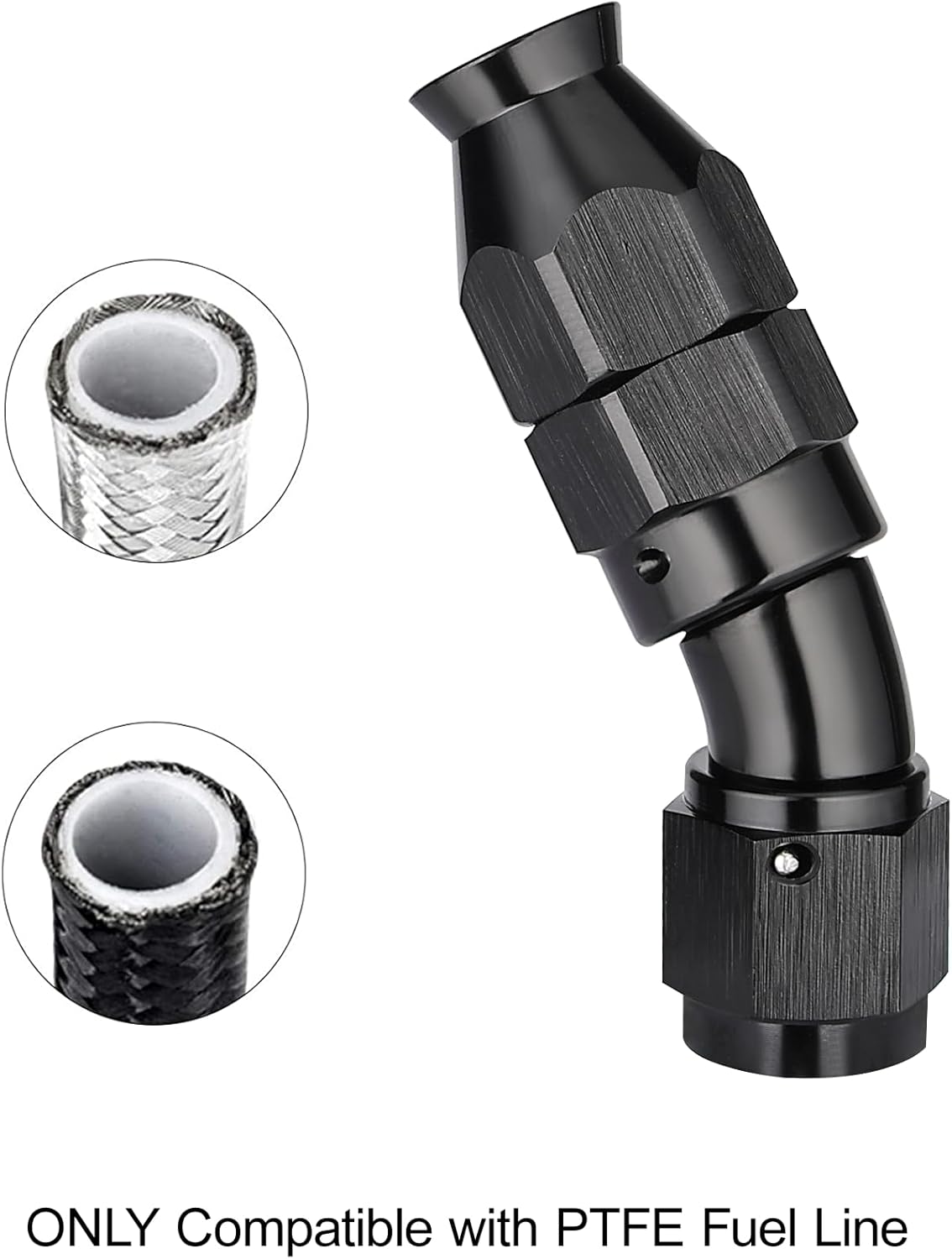 EVIL ENERGY 4AN 30 Degree PTFE One Piece Full Flow End Hose Fitting Aluminum Black