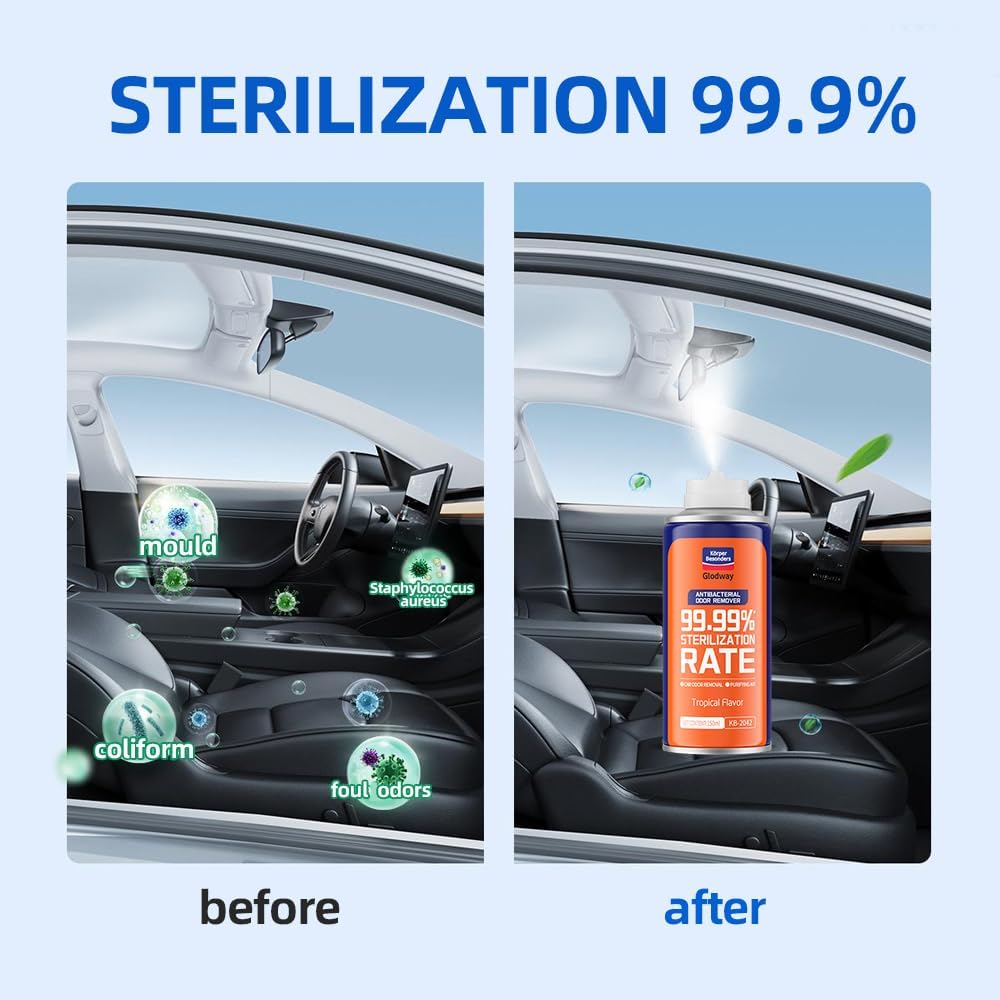 Glodway Whole Car Air Refresher Spray,Odor Eliminator Eliminates Strong Vehicle Odors,Tropical Flavor Scent-6 Ounce Spray Bottle (Plack of 3)