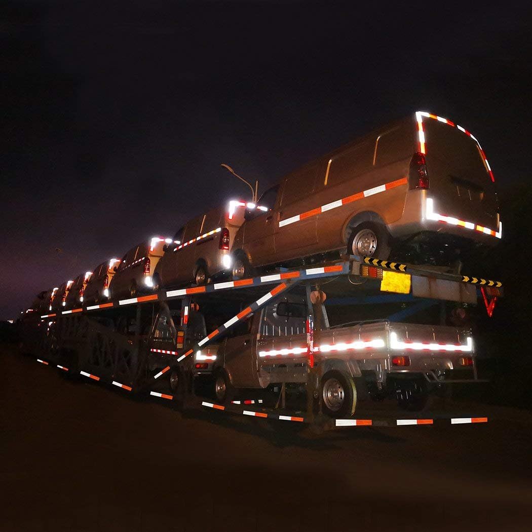 Waterproof Reflective Safety Tape Roll 2"X150' Feet Long Yellow Black DOT C2 Auto Truck Safety Reflector Strips Self-adhesive Conspicuous Safety Hazard Caution Warning Sticker for Vehicle Car TrailerW