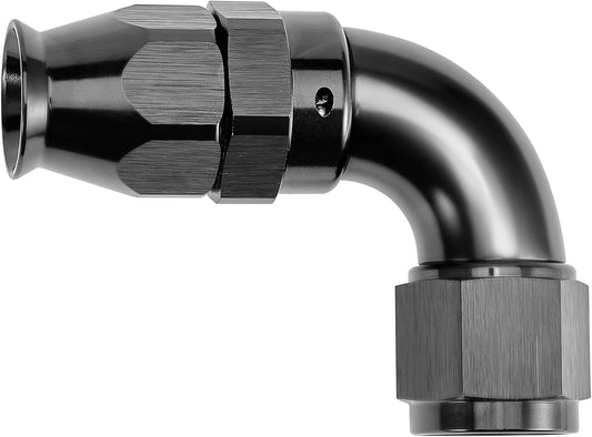 EVIL ENERGY 10AN 90 Degree PTFE One Piece Full Flow End Hose Fitting Aluminum Black
