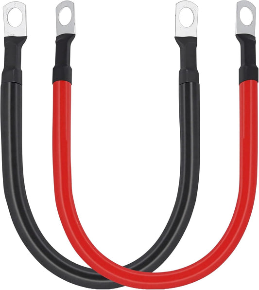 4 AWG Battery Cable 4 Gauge Pure Copper Battery Inverter Cables with 3/8 in Lugs Both Ends Power Inverter Wire Set for Automotive Solar Power Inverter Marine Boat RV Car Motorcycle (1FT)
