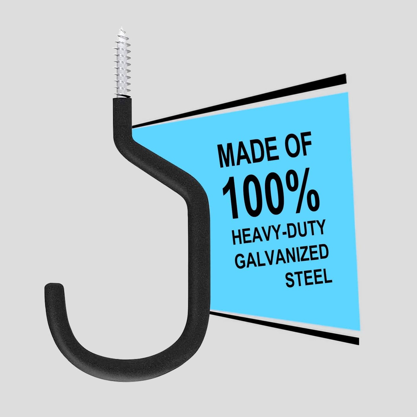 SMARTOLOGY Extra-Large Bike Hook, Bicycle Storage Hanger, Rubber Coated Heavy Duty Screw-in Ceiling Hooks for Tools, Garage Wall Organizer, 4 Pack, Fits All Bike Types, Vertical Bike Racks & Stands