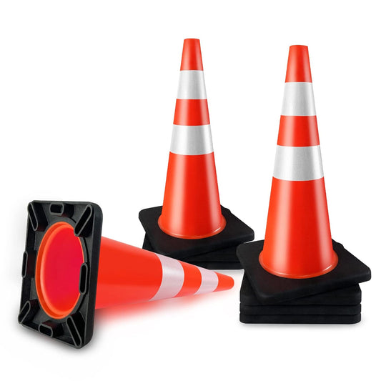 Traffic Cones 28 inch Orange 8 Pack Heavy Duty Safety Cones with Reflective Collars Fit Parking Lot,Driveway Road Traffic Control Construction Cones