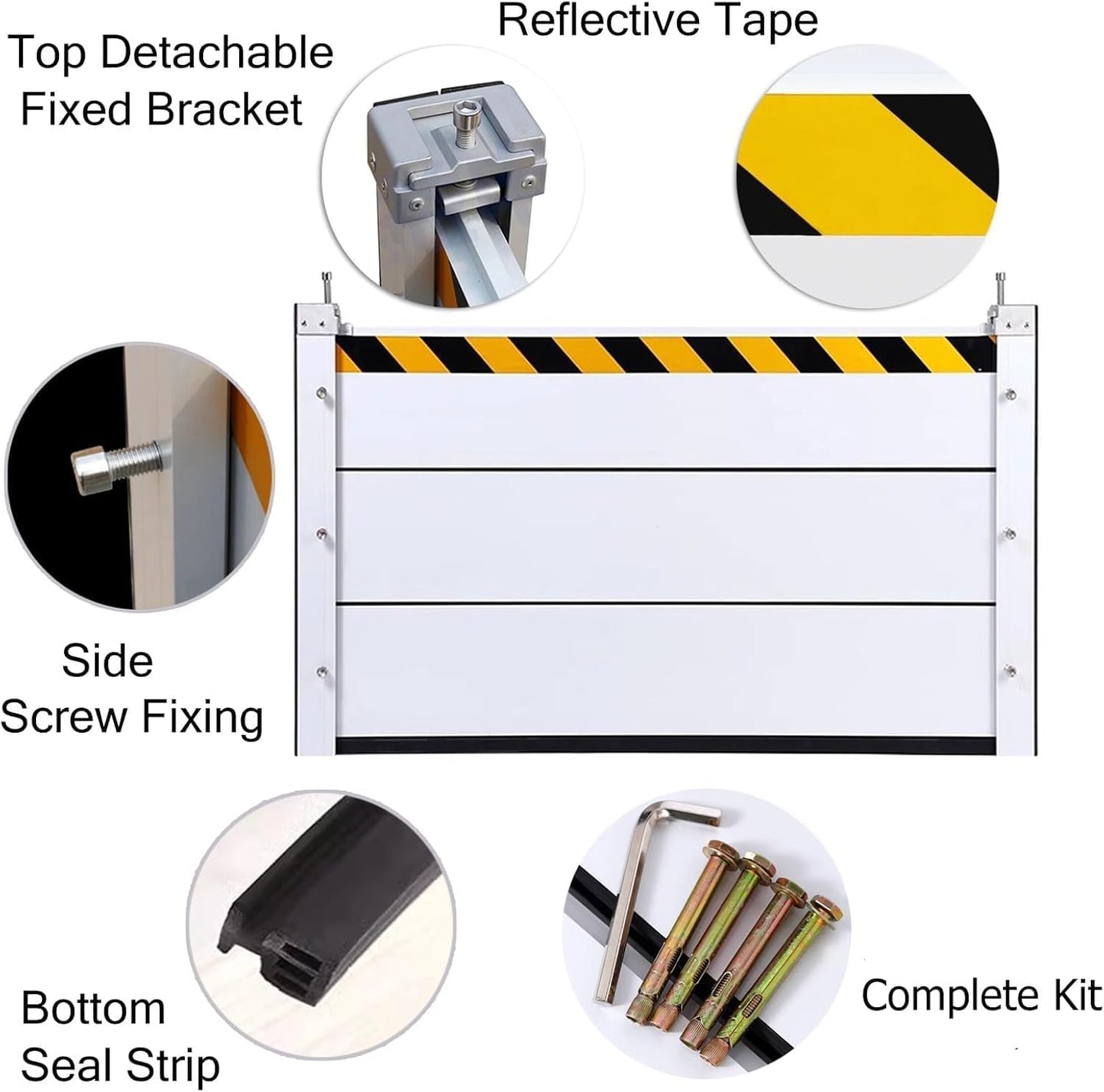 Reusable Heavy Duty Aluminum Flood Barriers for Home Exterior, Flood Protection Barriers Water Barrier Door Quick Detachable Garage Doors Detachable Mobile Rain Water Baffle ( H 31.5 inch L 5FT)