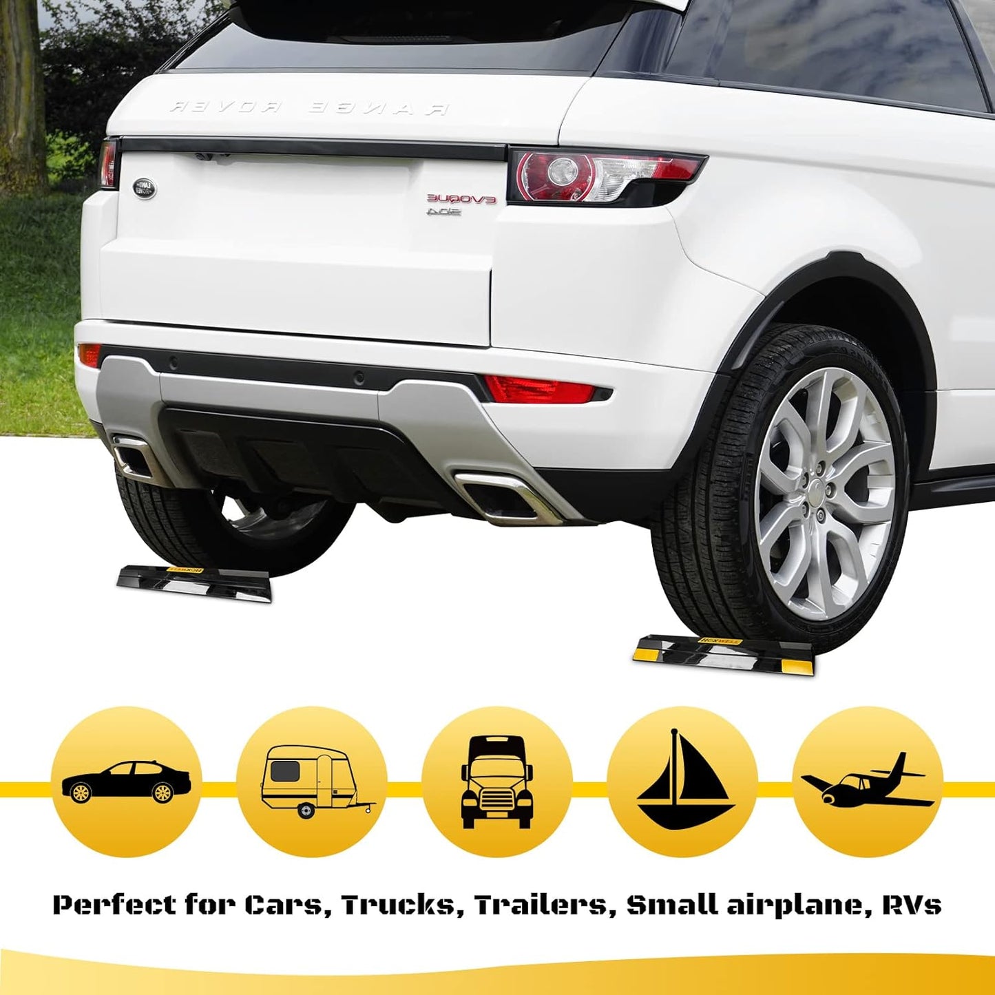 (New Updated) 16" 2 Pcs Heavy Duty Parking Aid for Garage Walls, Parking Gadgets Protects Car, Parking Stopper Easy to Install 2 Packs, 16" L x 3.7" W x 1.8" H