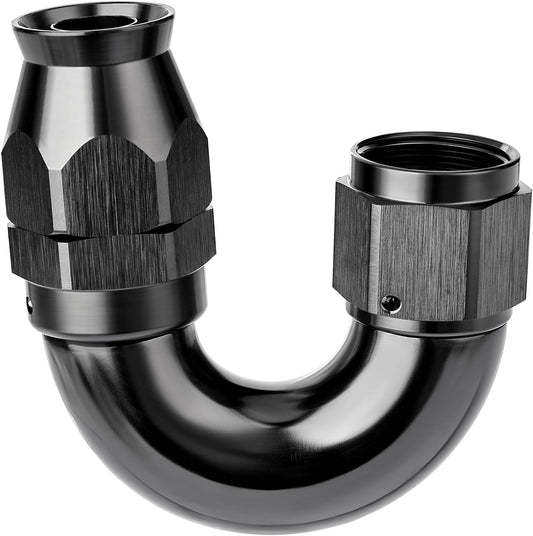 EVIL ENERGY 10AN 180 Degree PTFE One Piece Full Flow End Hose Fitting Aluminum Black