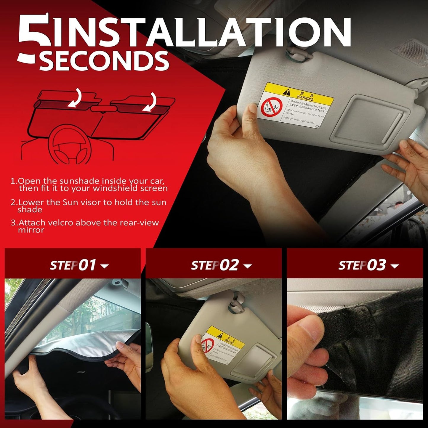 KAYZT Windshield Sun Shade for Honda Accord Sedan 2018-2025 Foldable Sunshade Front Window Custom Fit Accessories