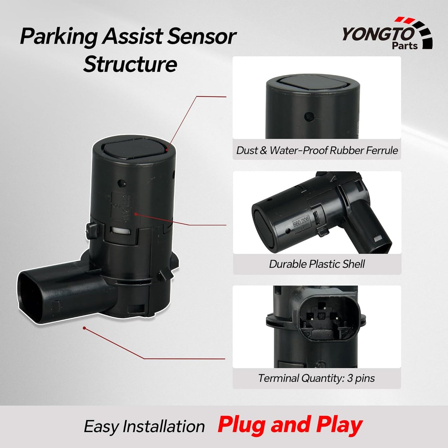 3F2Z15K859BA 4Pcs Reverse Backup Parking Assist Sensor Compatible with Ford F150 F250 F350 Super Duty E150 E250 E350 Lincoln Navigator Mercury Mariner Mountaineer Replace OE 4F2315K859AA