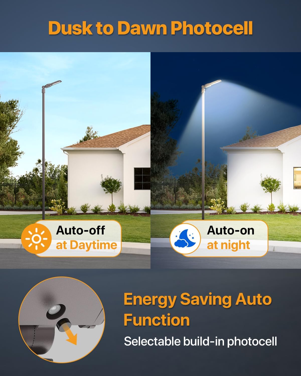 Led Parking Lot Light 400W 60,000LM Slip Fitter Street Pole Light with Dusk-to-Dawn Photocell 5000K 100-277V IP65 Waterproof Outdoor Commercial Area Lighting for Parking Lot, Roadways 2Pack