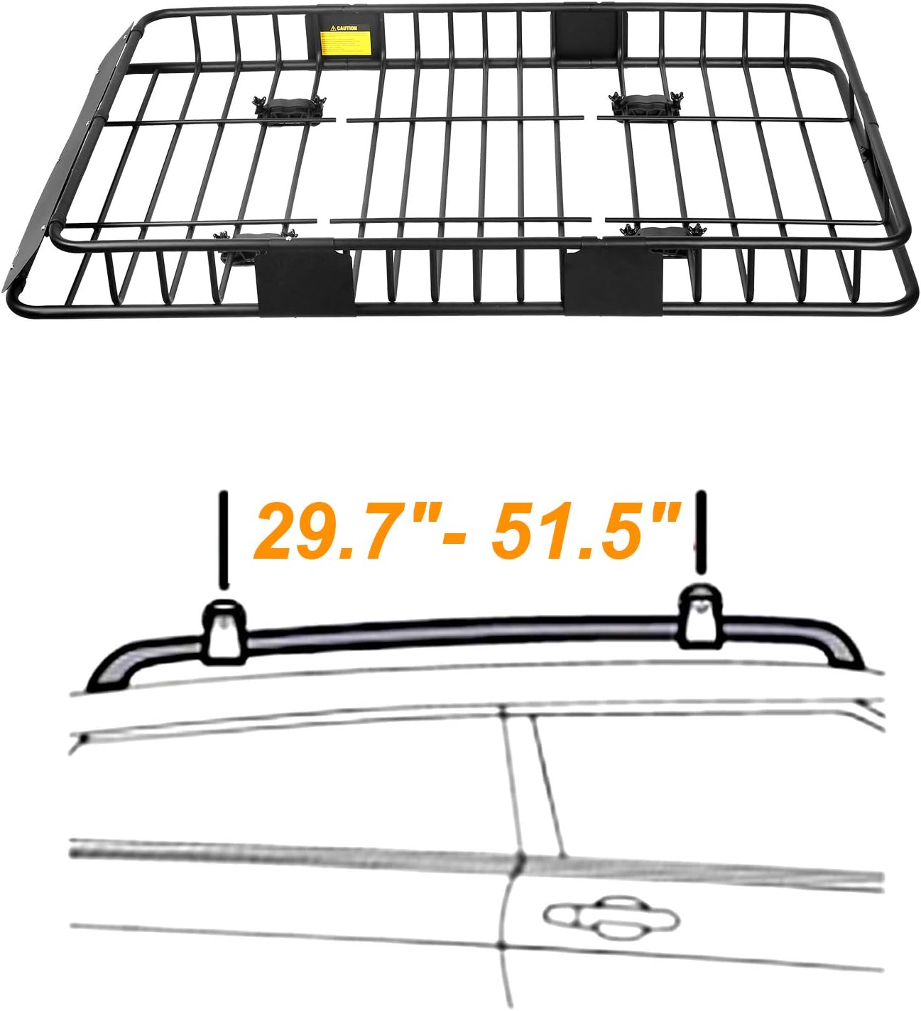 XCAR Roof Rack Basket Rooftop Cargo Carrier with Extension Black Car Top Luggage Holder 64"x 39" Universal for SUV Cars
