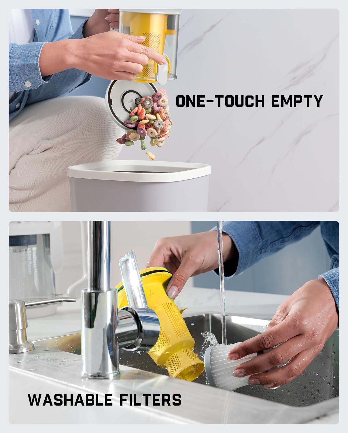 Fanttik Cruise V9 Car Vacuum Cleaner Suction Power with 15000Pa Handheld Vacuum Cordless with Extension Tube & LED Display & Light, Cordless Portable Mini for Home Car Cleaning, White