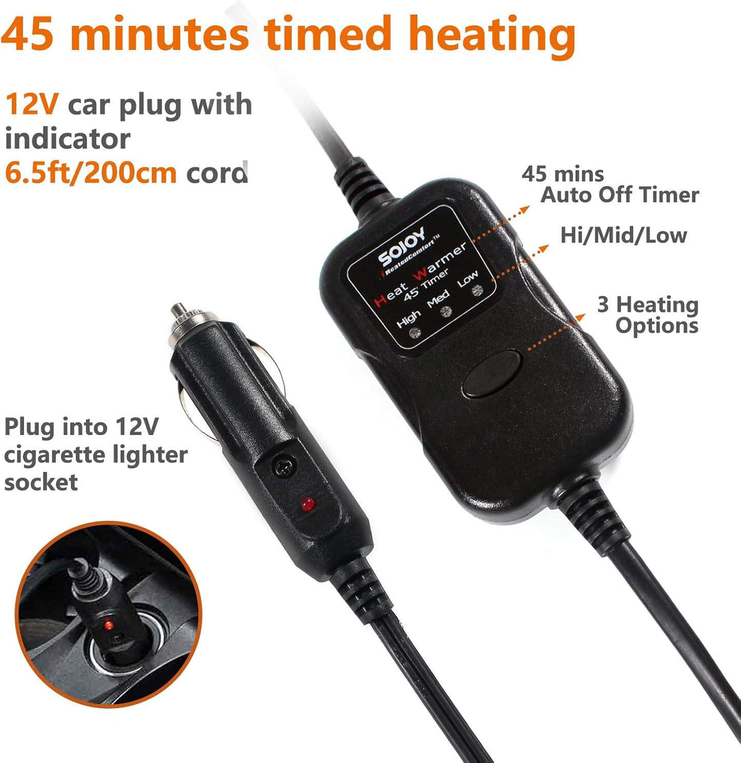 Electric Blanket,12 Volt Heated Blanket,Car Heated Travel Blanket, with a Timer, Warm Blanket for Cars,Office,Travelling (J, 57"x40")