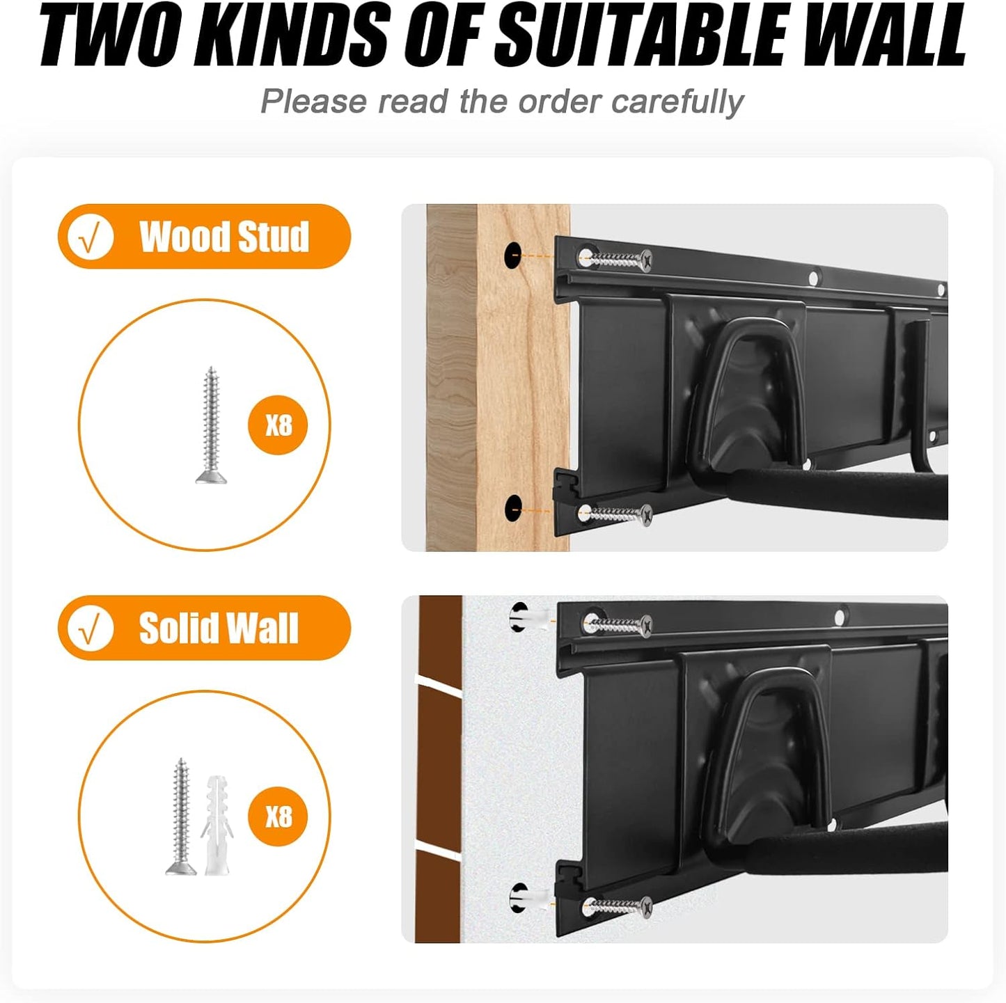 Bike Storage Rack Wall Mount Garage Hanger for 3 Bicycles & 2 Helmets, Adjustable Bike Rack Holds Up to 200Lbs